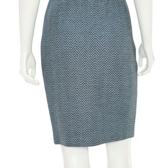 St. John Collection 2Pc Herringbone Jacket & Skirt Suit in Light Blue/Charcoal - Picture 12 of 13